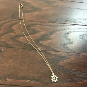 Gold Nautical Ship Wheel Necklace